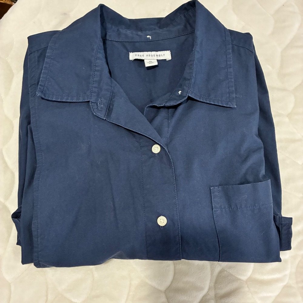 Free Assembly Shirt Dress Long Sleeve Button Down Casual‎ Tunic Womens Size XL